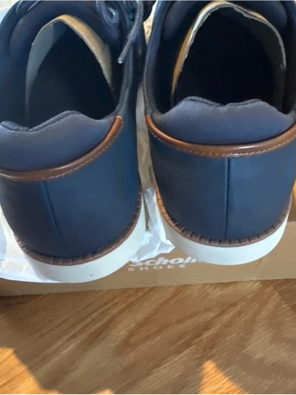 Dr. Scholl's Navy Knit Derby with White Sole